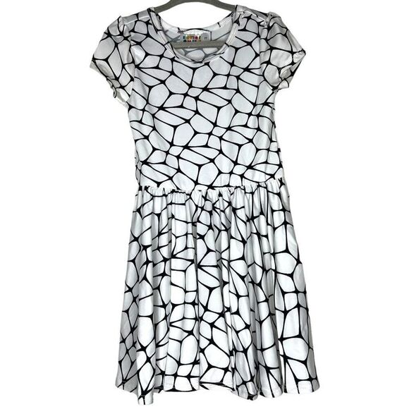 NEW Dot Dot Smile Retro Abstract Mossaic Black White Cap Sleeve Dress 2T - Picture 1 of 7